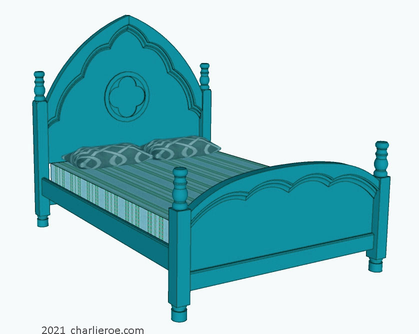 new Reformed Victorian Gothic Revival painted bed