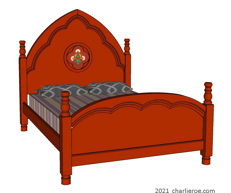 new Reformed Victorian Gothic Revival painted bed