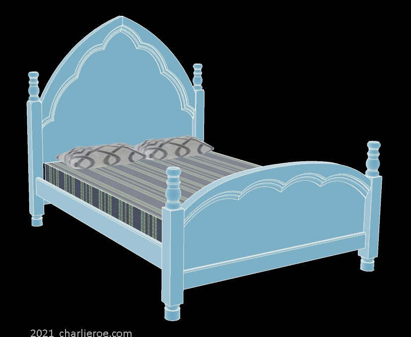 new Reformed Victorian Gothic Revival painted bed