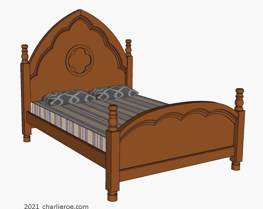new Reformed Victorian Gothic Revival painted bed