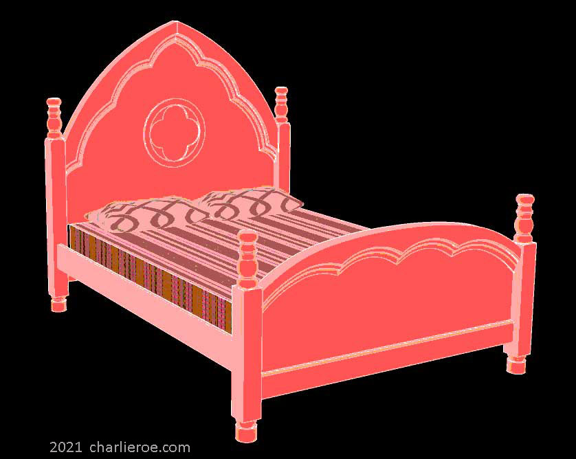 new Reformed Victorian Gothic Revival painted bed