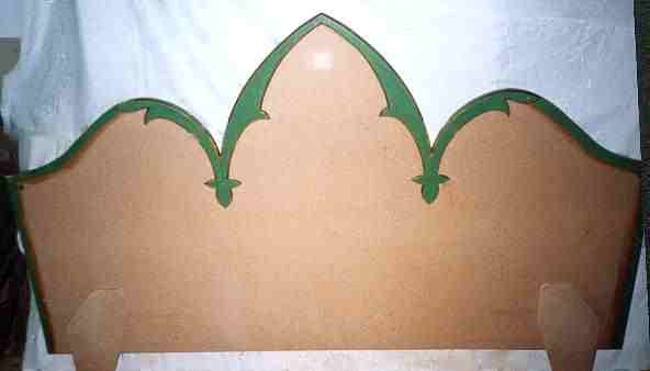 Gothic painted stencilled bed headboard