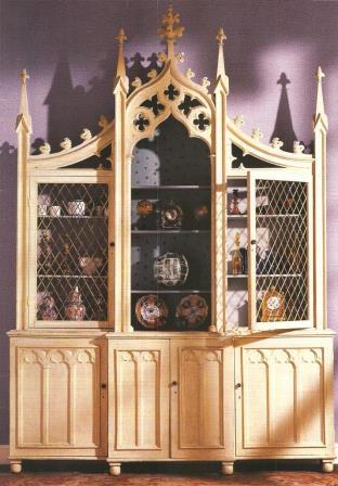 Gothic Gothique wooden painted bookcase dresser