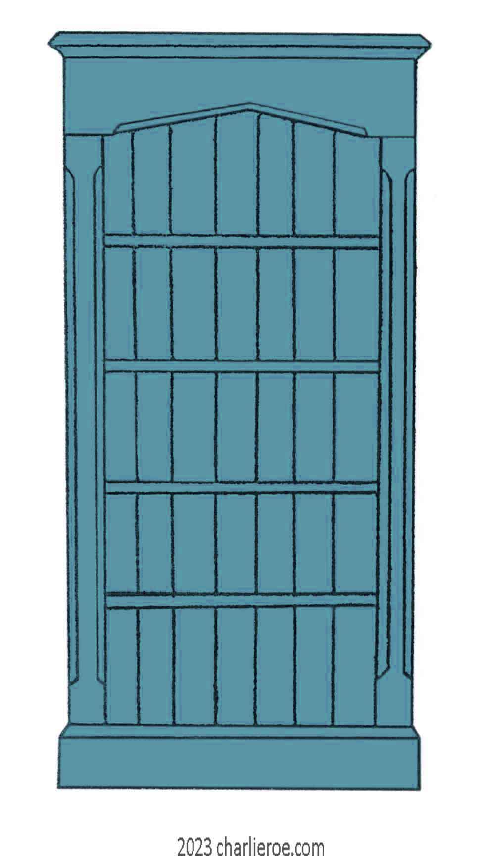 new Reformed Gothic Revival style wood & painted single 1 bay bookcase