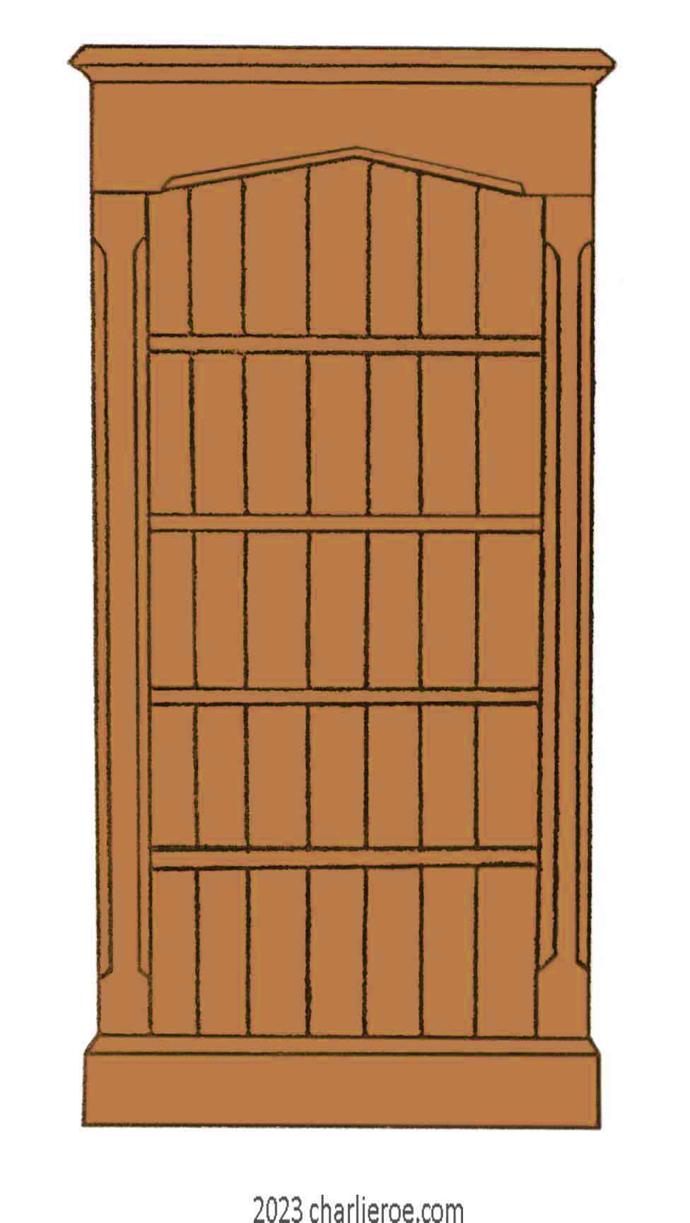 new Reformed Gothic Revival style wood & painted single 1 bay bookcase
