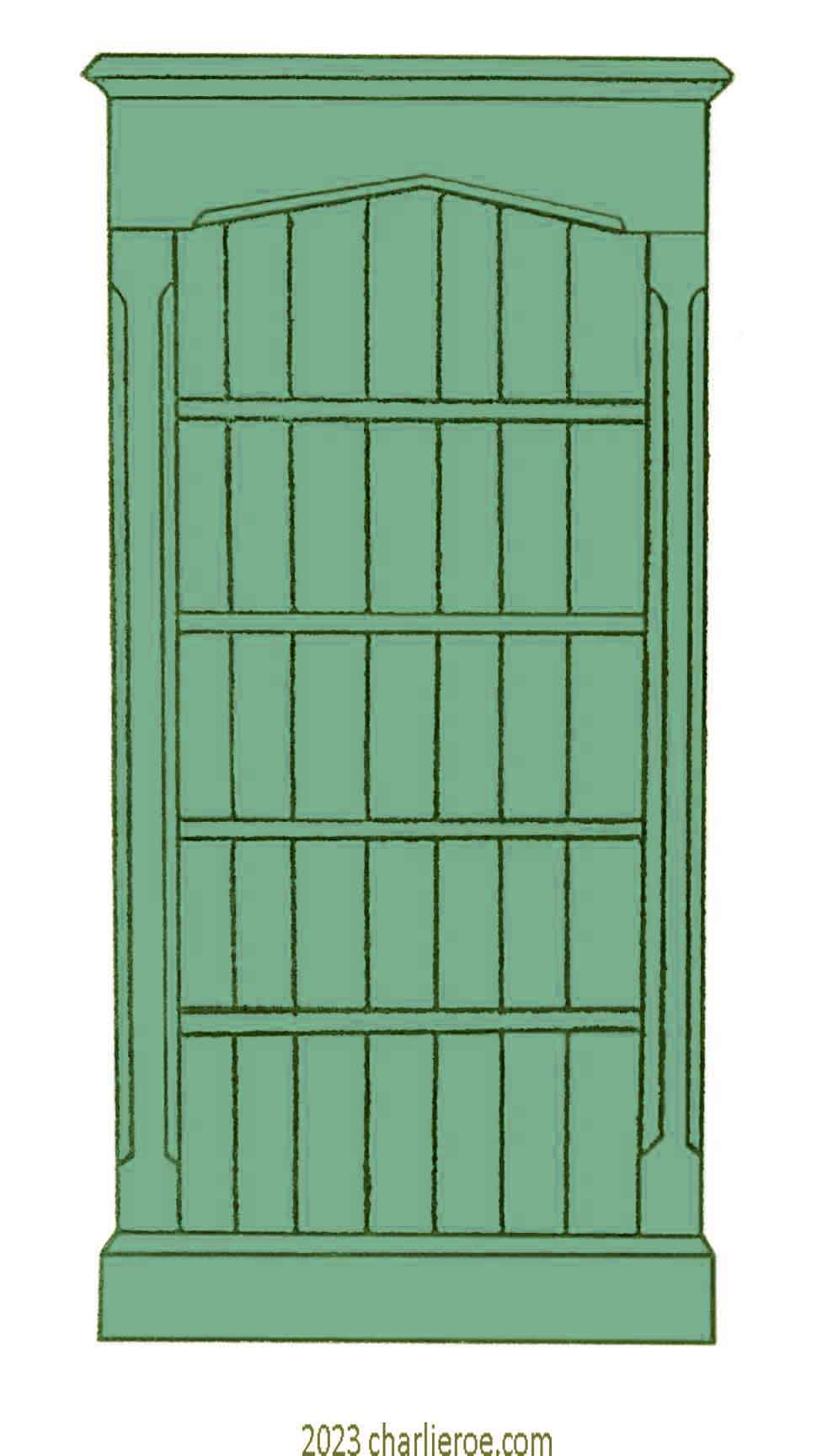new Reformed Gothic Revival style wood & painted single 1 bay bookcase