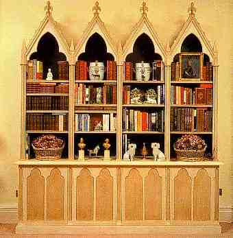 Gothic Gothique wooden painted 4 bay Bookcase furniture 