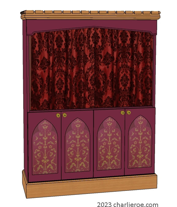 new Gothic Gotik Gothique style bookcase with Lancet door panels