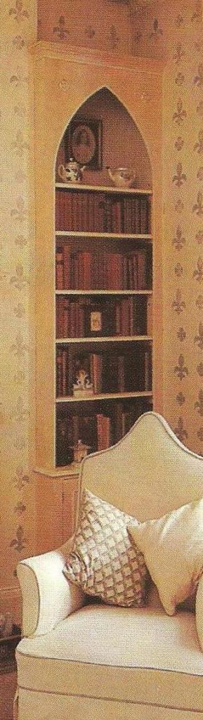 new Reformed Gothic Revival style wood single bay built-in bookcase