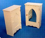 Gothic side table or wall cupboard painted white