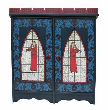 William Morris Reformed Gothic style 2 door painted sideboard or console table
