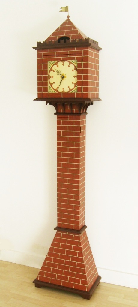 Painted Gothic 'Tower' grandfather clock in the style of Piazza Della Signoria in Florence Firenze Italy