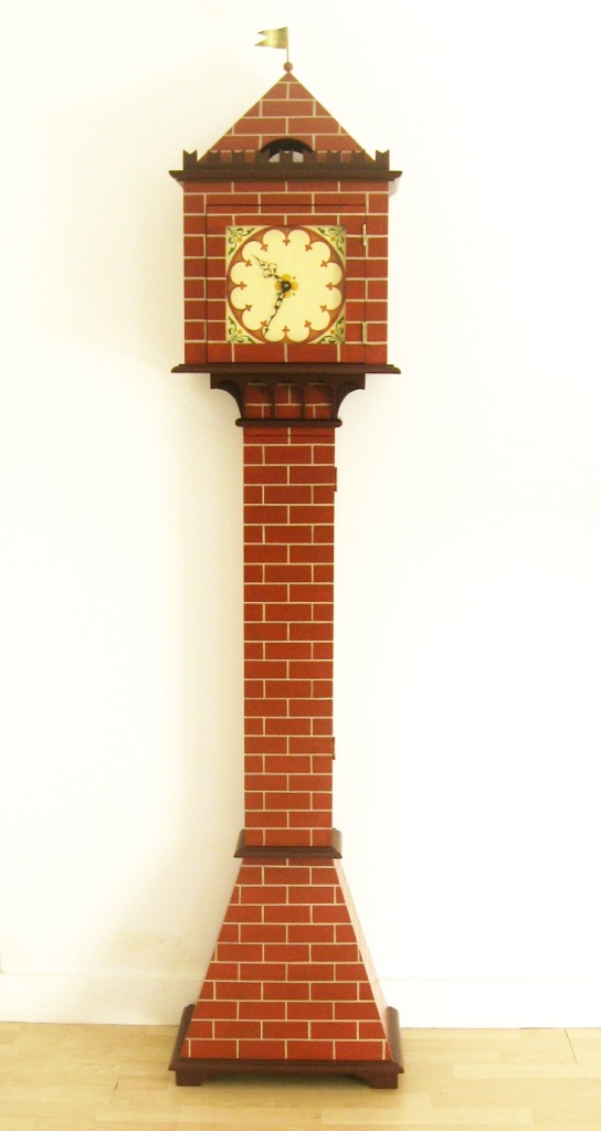 Painted Gothic 'Tower' grandfather clock in the style of Piazza Della Signoria in Florence Firenze Italy