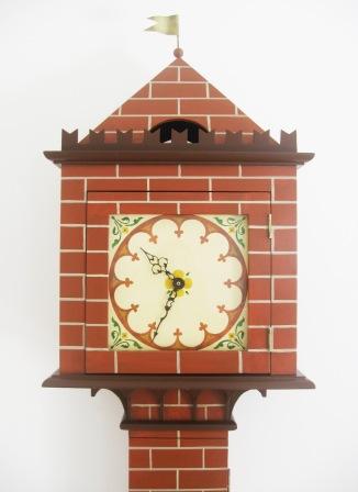 Painted Gothic 'Tower' grandfather clock in the style of William Burges