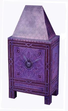 Gothic Revival painted mantle clock in the style of William Burges