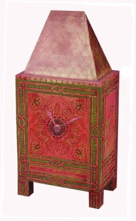 Gothic Revival painted mantle clock in the style of William Burges