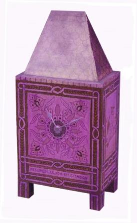 Gothic Revival painted mantle clock in the style of William Burges