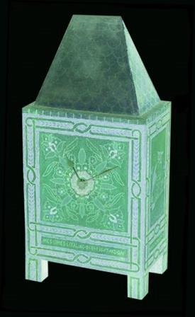Gothic Revival painted mantle clock in the style of William Burges