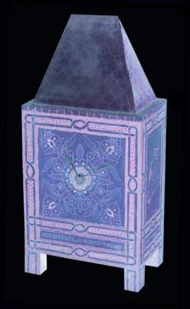 Gothic Revival painted mantle clock in the style of William Burges