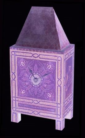 Gothic Revival painted mantle clock in the style of William Burges