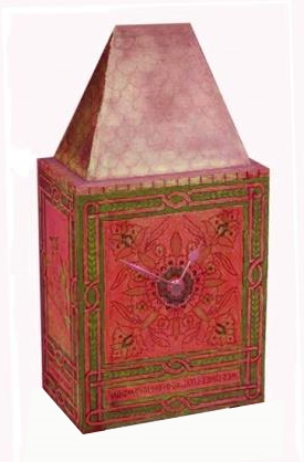 Gothic Revival painted mantle clock in the style of William Burges
