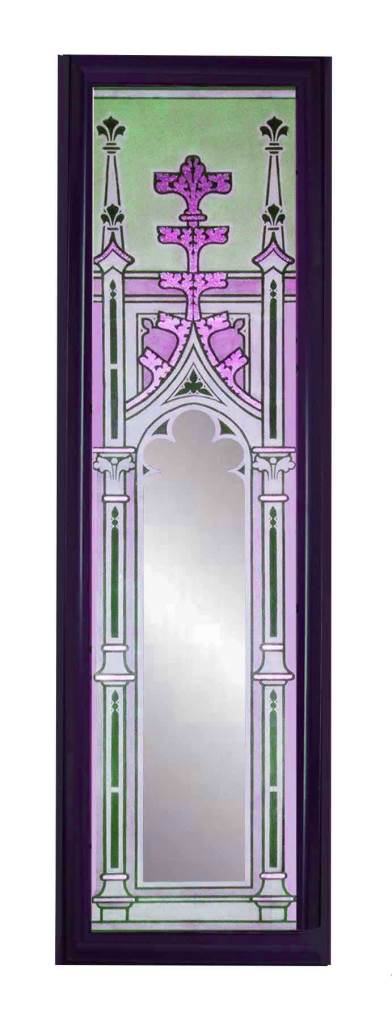 New Gothic Revival style painted gilded mirror frame