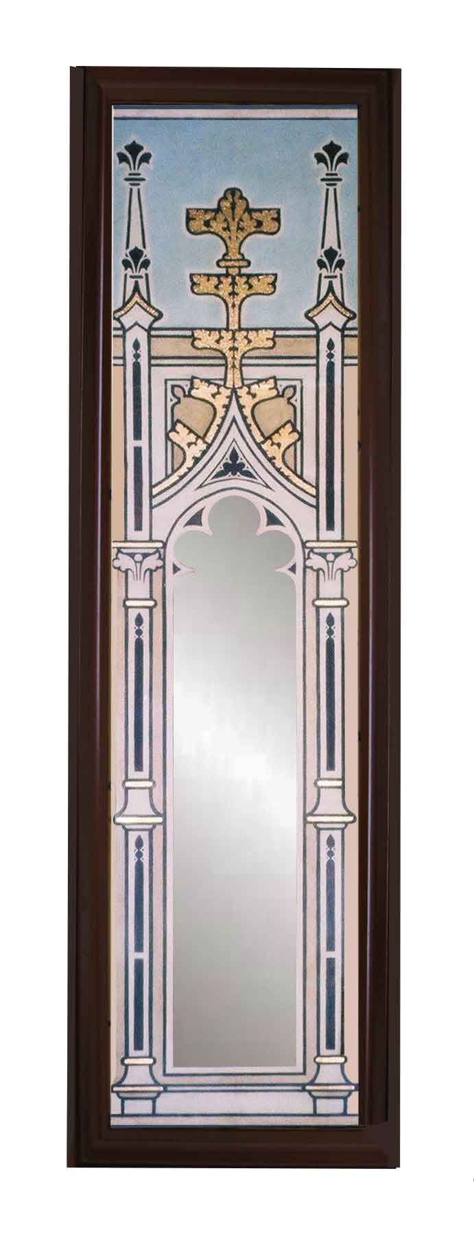New Gothic Revival style painted gilded mirror frame