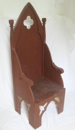 Gothic carved painted wooden Throne arm chair furniture