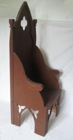 Gothic carved painted wooden Throne arm chair furniture
