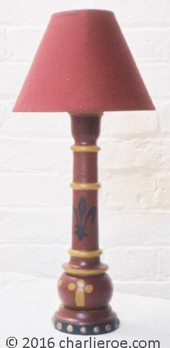 New Gothic Revival style Polychrome painted lamp base in the style of Wm Burges