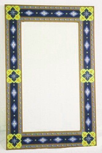 AWN Pugin Gothic Revival gilded stencilled and painted mirror frame