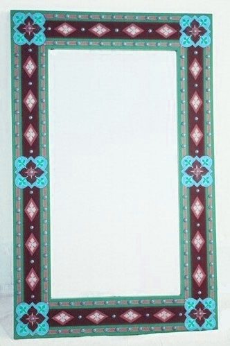 AWN Pugin Gothic Revival gilded stencilled and painted mirror frame