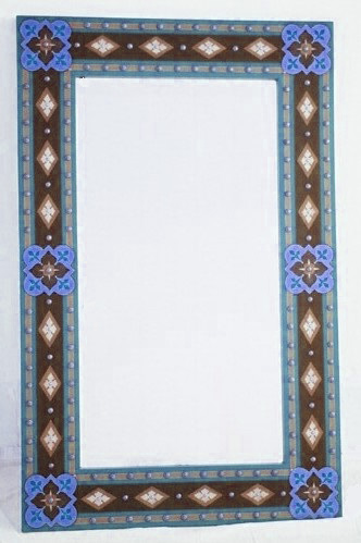 AWN Pugin Gothic Revival gilded stencilled and painted mirror frame