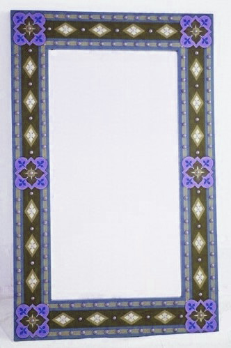 AWN Pugin Gothic Revival gilded stencilled and painted mirror frame