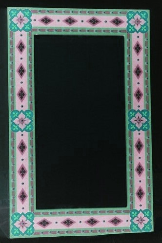 AWN Pugin Gothic Revival gilded stencilled and painted mirror frame