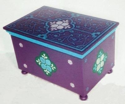 William Burges painted Gothic Revival stencilled chest coffee table top design