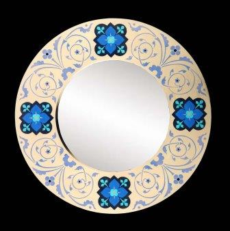 new William Burges Gothic Revival gilded stencilled and painted mirror frame