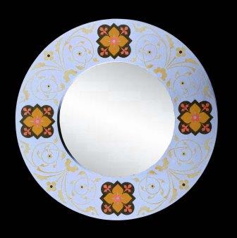 new William Burges Gothic Revival gilded stencilled and painted mirror frame