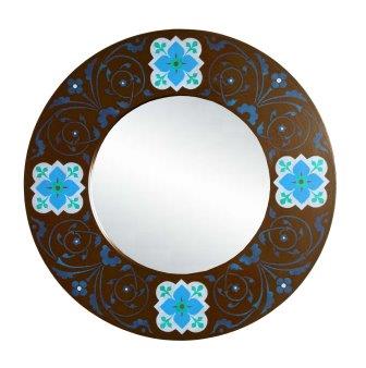 new William Burges Gothic Revival gilded stencilled and painted mirror frame