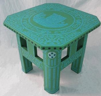 William Burges painted Gothic stencilled coffee side sofa table furniture