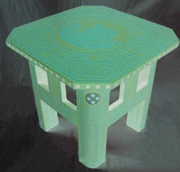 William Burges painted Gothic stencilled coffee  side sofa table furniture