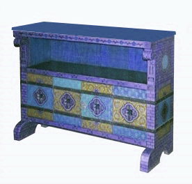 William Burges Gothic Revival style painted gilded sideboard, Castell Coch furniture