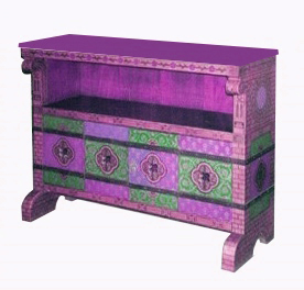 William Burges Gothic Revival style painted gilded sideboard, Castell Coch furniture