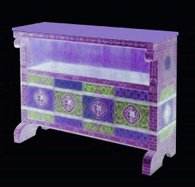 William Burges Gothic Revival style painted gilded sideboard, Castell Coch furniture