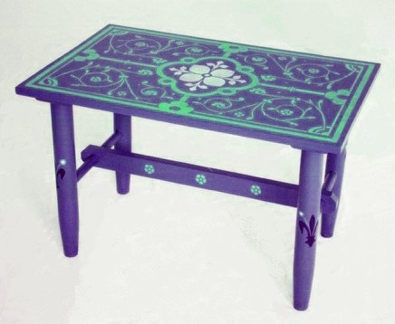 William Burges Gothic Revival style painted stencilled coffee table furniture