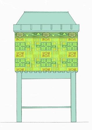 William Burges Gothic Revival Painted stencilled gilded armoire Cupboard bookcase Sideboard drinks TV or Hi-fi cabinet furniture