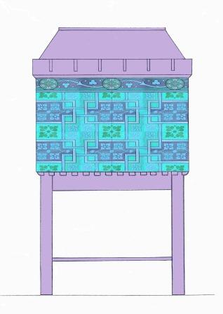 William Burges Gothic Revival Painted stencilled gilded armoire Cupboard bookcase Sideboard drinks TV or Hi-fi cabinet furniture