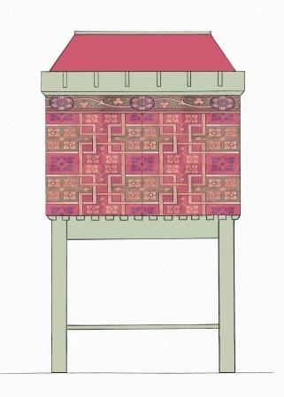 William Burges Gothic Revival Painted stencilled gilded armoire Cupboard bookcase Sideboard drinks TV or Hi-fi cabinet furniture