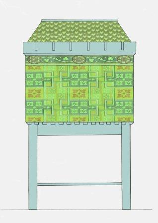 William Burges Gothic Revival Painted stencilled gilded armoire Cupboard bookcase Sideboard drinks TV or Hi-fi cabinet furniture