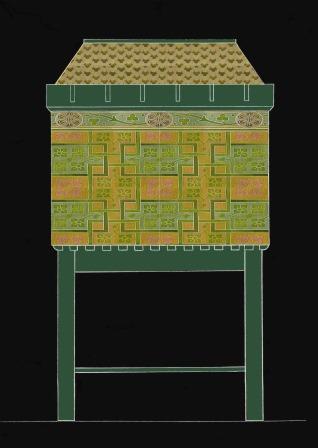 William Burges Gothic Revival Painted stencilled gilded armoire Cupboard bookcase Sideboard drinks TV or Hi-fi cabinet furniture